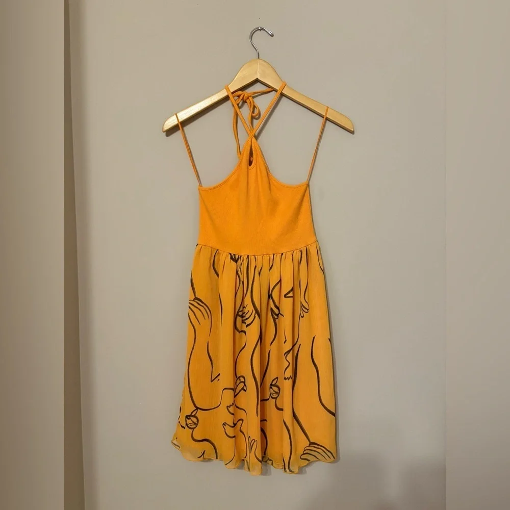 Zara x Dina Bukva Collab Yellow Art Deco Print Mini Swing Dress Small - Picture 4 of 6